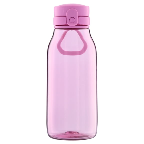 Mainstays Kids 16 oz Pink Plastic Water Bottle with Flip-Top Chug Lid