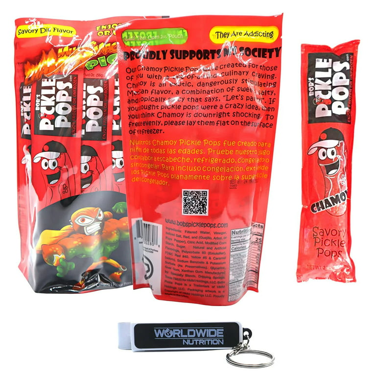 Bobs Pickle Pops Mucho Macho Chamoy - Electrolytes Freezer Pops Pre Workout  Hydration - Athlete Recovery Pickle Juice for Leg Cramps - 2 Pk, 12 Ice  Pops with Multi Purpose Key Chain 