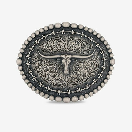 Montana Silversmiths Men's Rustic Barbed Longhorn Buckle A972S