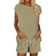 thumbnail image 1 of Conjunto informal de pantalones cortos para mujer - Cordón/cuello redondo - Conjunto cómodo para primavera/verano, 1 of 6
