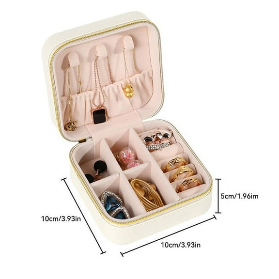 Portable Jewelry Storage Box Organizer Display Travel Jewelry Zipper Case Box Earrings Necklace Rings Jewelry Box