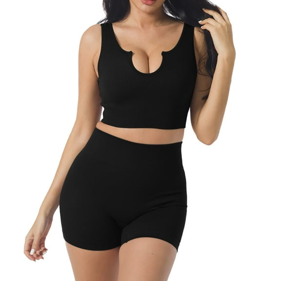 Workout Sets for Women Yoga Clothing Set Outdoor Running Fitness Tight Sportswear Black Womens Fitness Clothing S