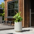 thumbnail image 2 of LuxenHome 16.1" H Tall Planter Outdoor Indoor Plant Pot Handmade Modern Striped MgO Planter Pot, 2 of 9