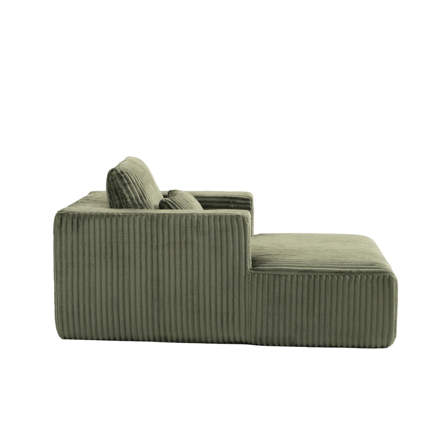 Hommoo Compressed Sofa Couch Bed with 2 Lumbar Pillows, Modern Corduroy Fabric Convertible Sleeper, for Living Room, Bedroom & Apartment, Green