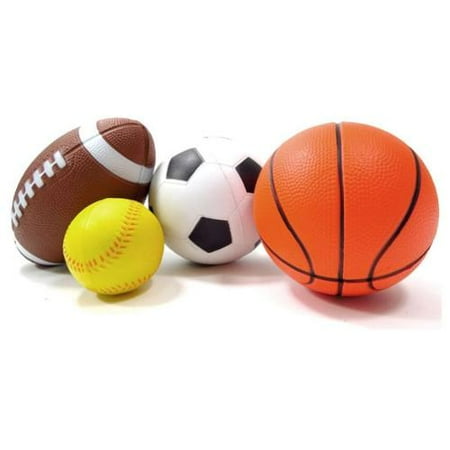 Set of 4 Sports Balls for Kids (Soccer Ball, Basketball,...