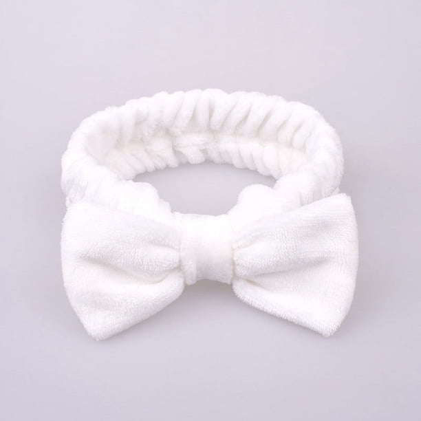 Diadema de felpa con lazo de vellón coral de color liso y simple para mujer, banda elástica para el pelo con desmaquillaje facial, accesorios para el cabello de belleza
