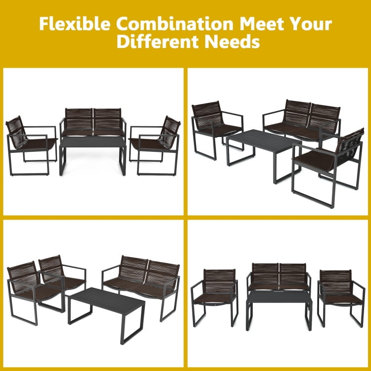 Aimee Lii 4 Pieces Patio Furniture Conversation Set with Sofa Loveseat, Small Patio Set, Black Aimee Lii 4 Pieces Patio Furniture Conversation Set with Sofa Loveseat, Small Patio Set, Black