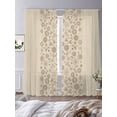 thumbnail image 2 of Japanese Sheer Curtains 96 Inch Length 2 Panels Set, Beige Farmhouse Retro Floral Leaf Pattern Voile Window Treatment Semi Sheer Long Curtains Drapes for Bedroom/Living Room/Kitchen 52"x96"x2, 2 of 7