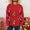 thumbnail image 4 of Women's Multi-Color Christmas Elf Print Sweater - Warm Winter Festive Casual Wear, 4 of 6