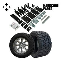 Hardcore Parts 4" Block Lift Kit for YAMAHA G14/G16/G19 Golf Cart with 12" Machined/Gunmetal 'Tempest' Wheels & 20"x10"-12" STINGER On-Road/Off-Road DOT rated All-Terrain tires