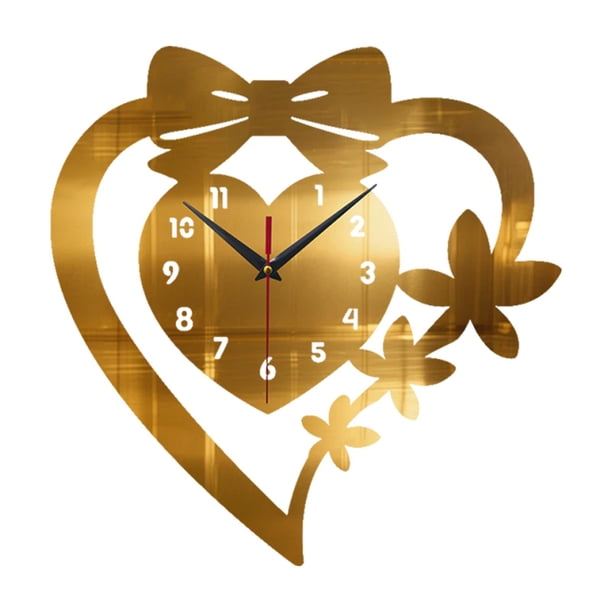 Reloj de pared acrílico creativo, silencioso, sin tictac, para colgar en la pared, decoración para dormitorio y Oro