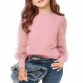 thumbnail image 2 of KAUOD Girls Tulle Long Sleeve Shirt Crew Neck Lace Sequins Soft Summer Pullover Tops Teen Kids Cute Loose Fit T Shirt Outfits, 2 of 4