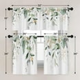 thumbnail image 6 of Spring Leaves Kitchen Window Curtains Valance and Tier Set 36 Inch, Green Eucalyptus Leaves 3 Piece Set Short Curtains for Window, Summer Window Treatment Tiers for Living Room Bedroom, 6 of 6