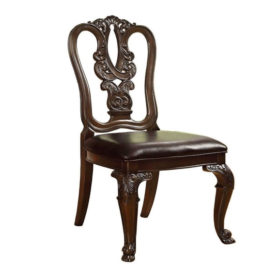Benzara Bellagio Traditional Wooden Carving Side Chair, Set of 2
