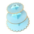 thumbnail image 3 of Soporte redondo de cartón para cupcakes de 3 niveles, para decoración de mesas de fiesta, para exhibir pasteles Azul, 3 of 7