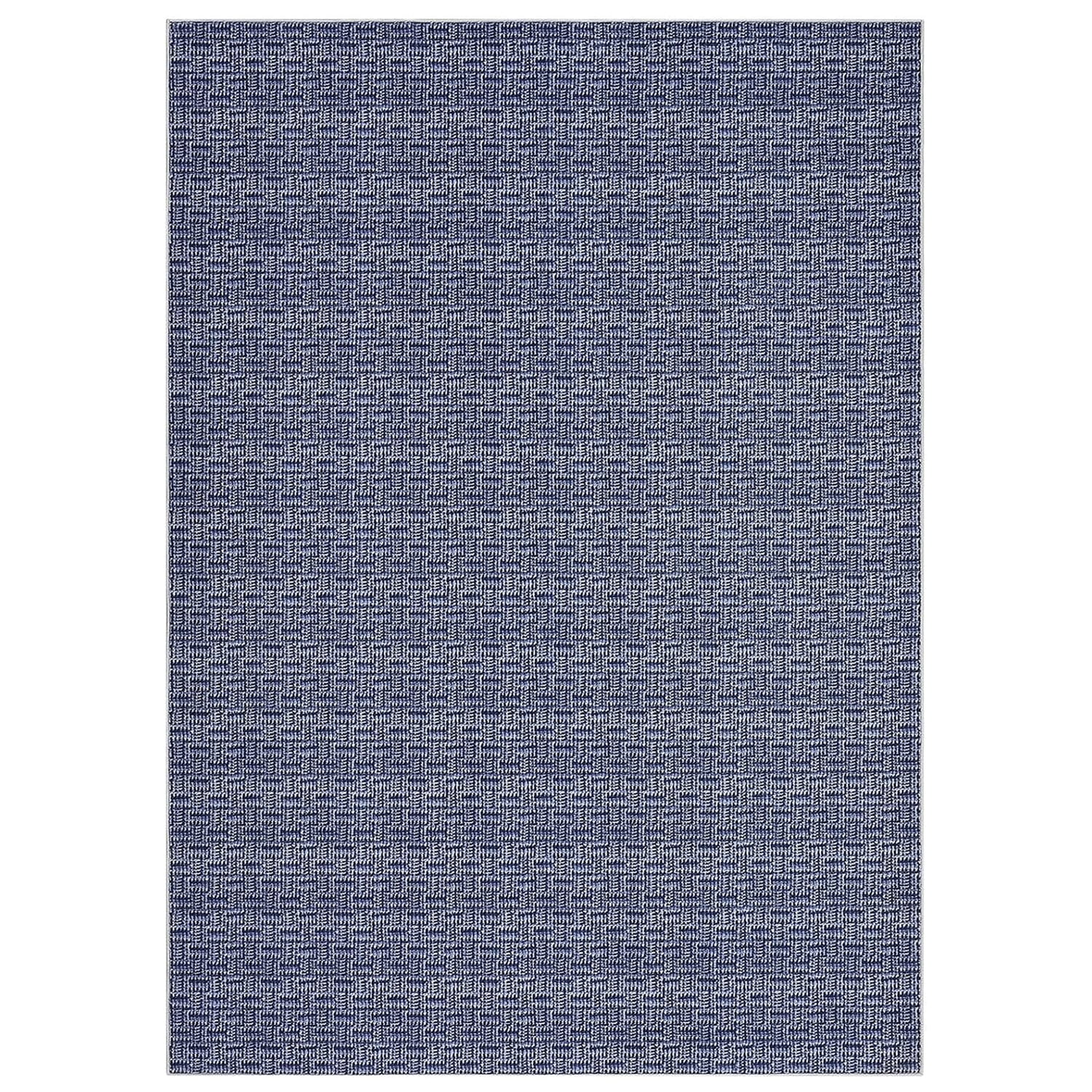 Tzou Washable Area Rugs 9x12 for Living Room, Low Pile Braid Print Indoor Carpet with Non-Slip Backing for Home Office(Blue)