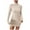 Beige, variant on cfhntfmh Bodycon Dresses for Women Ribbed Ruched Long Sleeve Party Dress Slim Fashion High Neck Short Knit Sweater Dress