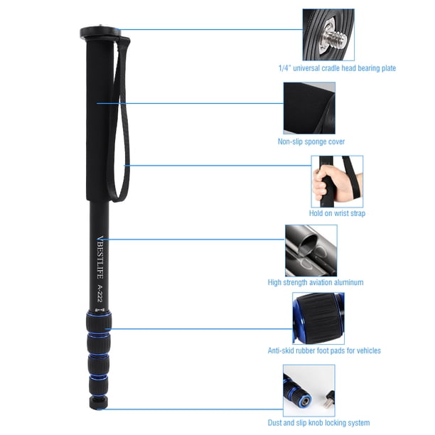 Trípode con Base de Aleación de Aluminio A?222, Base de Trípode, Base de Monopié para Cámara Con Sistema de Bloqueo Antipolvo, Base de Monopié para Cámara SLR, Monopié de Fotografía Portátil Khall YS03550