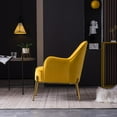 thumbnail image 3 of Modern New Soft Velvet Material Yellow Ergonomics Accent Chair Living Room Chair With Gold More Stabler Adjustable Legs For Indoor Home, 3 of 7