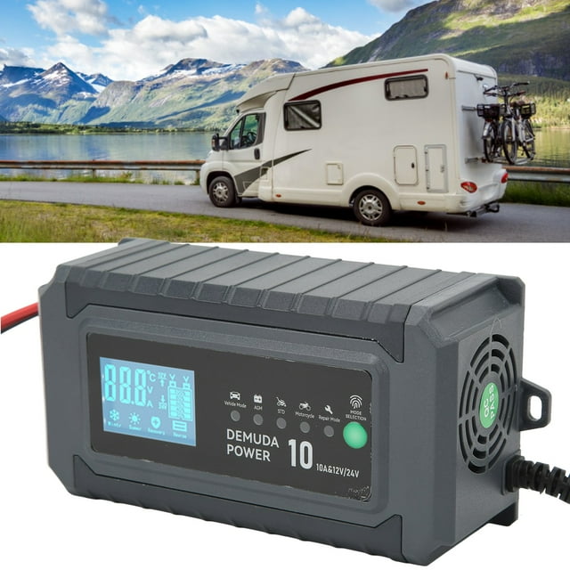 Smart Battery Charger, Intelligent Portable Full Stop Battery Charger Maintainer Automatic Simple for Vehicle US Plug 110V
