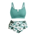 thumbnail image 4 of Gpoecd Swimsuit for Women Tankini High Waisted Bikini Split Swimsuit Tankinis Swimwear for Women Green,14/M, 4 of 4