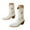 White, variant on Floral Cowboy Boots for Women Pull on Wingtip Cowgirl Boots Chunky Heel Mid Calf Fall Boots