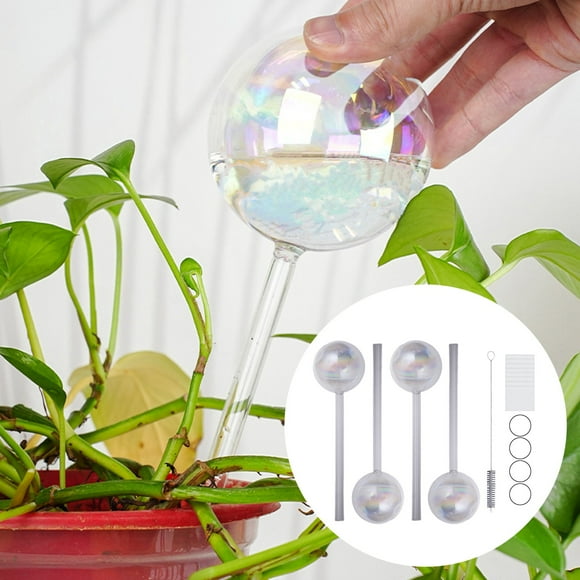Laege Plant Self Watering Globes, Light Iridescent Glass Water Bulbs for Indoor Plants, Vacation Watering System, Self-Watering Stakes, Automatic Plant Waterer, 4 Pack Plant Waterer Bulbs