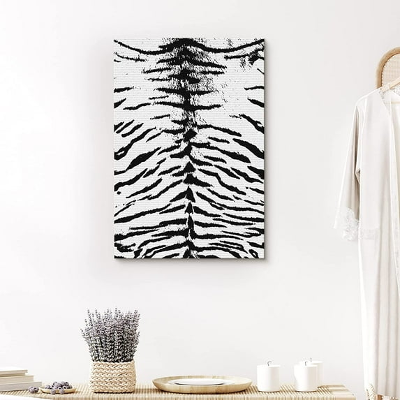 PixonSign Canvas Print Wall Art Tiger Close-Up Print Animals Wildlife Photography Realism Minimalist Dramatic Grey Duotone Black and White for Living Room, Bedroom, Office - 32"x48"