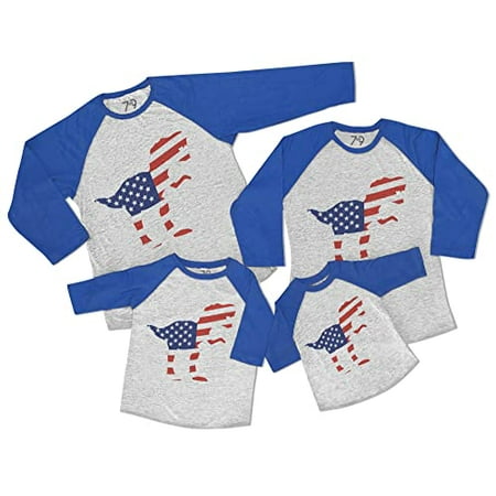 

7 ate 9 Apparel Matching Family 4th of July Shirts - Dinosaur Flag America Dino Blue Shirt 12 Months