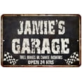 thumbnail image 1 of JAMIE'S Garage Black Grunge Sign 8 x 12 High Gloss Metal 208120005180, 1 of 1