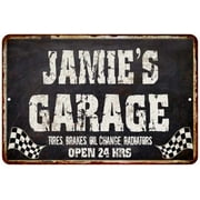 JAMIE'S Garage Black Grunge Sign 8 x 12 High Gloss Metal 208120005180
