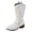 White, variant on Rokment Womens Wide Calf Cowboy Boots Fashion Embroidered Leather Pointed Toe Chunky Block Heels Western Mid Calf Cowgirl Riding Boots Black Size 6