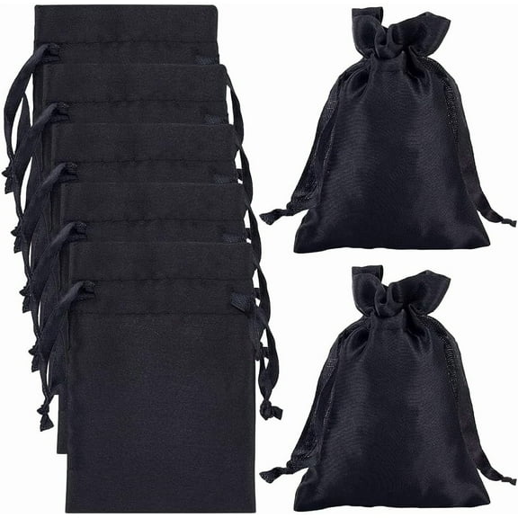 25Pcs Mini Cloth Gift Bag Bulk 4x6 Black Rectangle Drawstring Jewelry Pouch Small Soft Party Favor Candy Storage Bags for Bridal Shower Wedding Birthday Present Travel Craft