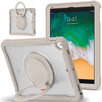 XYX For iPad 6th 2018/5th Gen 2017 Case 9.7 inch, 360 Rotating Hand Grip, Shoulder Strap, Heavy Duty Drop Protection, Khaki