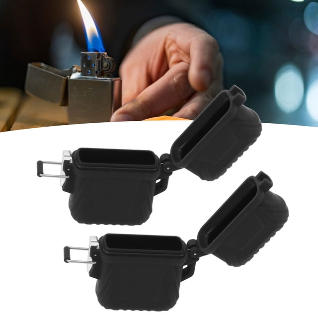 Contenedor De Encendedor De Bolsillo, 2 Uds. Caja De Encendedor Negra Resistente Al Desgaste Impermeable IP56 Sellada Para Acampar
