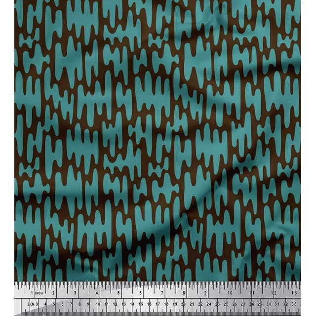Soimoi Brown Georgette Viscose Fabric Liquid Drip Abstract Printed Craft Fabric by the Yard 42 Inch Wide