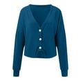 thumbnail image 5 of Arlun Women's Solid Color Knit Sweaters Cardigan 2025 Fall Winter Button down Open Front Casual Loose Sweater Soft Comfortable V-Neck Long Sleeve Outwear Blue S, 5 of 7