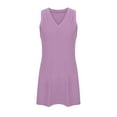 thumbnail image 5 of cocolona Womens Summer Dress V Neck Sleeveless Tank Dress Fashion Casual Side Slit Sundress Solid Color Mini Dress, 5 of 6