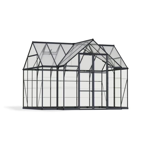 Palram - Canopia Four Season Chalet - 12' x 10' - Walk-In Hobby Greenhouse - Charcoal Gray - with 2 Roof Vents