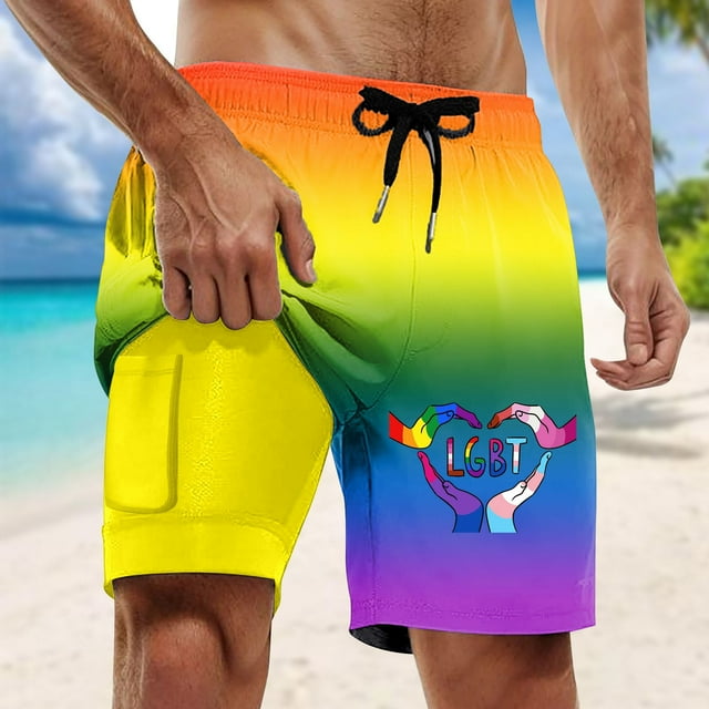 WILLBEST Mens Swimsuit Men Swim Trunks with Compresssion Liner Inseam Board Shorts Bathing Suit with Pockets