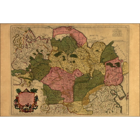 24"x36" Gallery Poster, map of siberia russia 1706