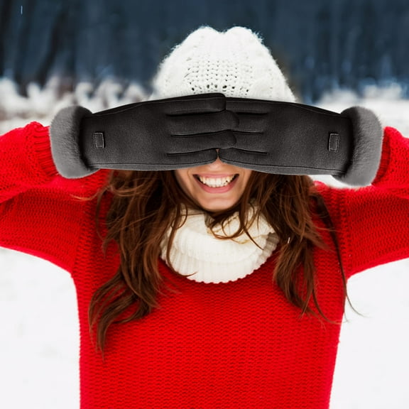 EARKITY Winter Warm Gloves, Womens Winter Warm Touchscreen Texting Gloves, Winter Cold Weather Plush Thermal Fleece Lining Gloves, Thermal Faux Fur Outdoor Gloves for Women Teen Girls Adults