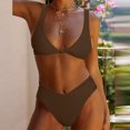 thumbnail image 5 of Feimerou Women's Bikini Swimsuits Sexy Bikinis Set Solid V Neck Knot Front Push Up High Leg Thong Two Piece Swimsuit Swimwear Deals Of The Week, 5 of 6