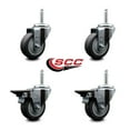 thumbnail image 2 of 3.5 Inch Thermo  Rubber Wheel Swivel 3/4 Inch Threaded Stem Caster Set 2 Brakes, 2 of 2