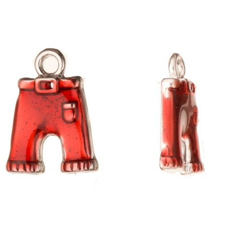 Silver Jeans Embroidered Jeans - Enamel Drop, Red Jeans Silver Plated 14x3mm