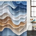 thumbnail image 3 of Blue Brown Waterproof Fabric Shower Curtain,Aesthetics Moire Ombre Abstract Geometric Waterproof Fabric Shower Curtain for Bathroom Curtains Bathtubs Hotel Shower Curtains with 12 Hooks Small 36x78in, 3 of 8