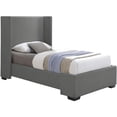 thumbnail image 1 of Meridian Furniture Lit Jumeau en Tissu Texturé Lin Gris Oxford, 1 of 10