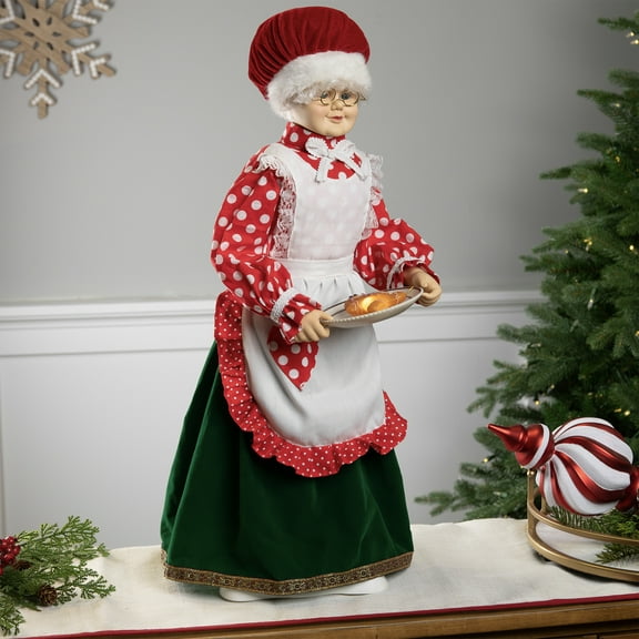 Northlight 24" Animated and Musical Mrs. Claus with Gingerbread Cookie Christmas Figure