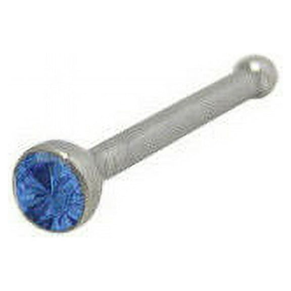 Nose Bone 316L Surgical Steel with Blue Jewel 18G 6mm