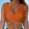 thumbnail image 2 of HCNTES Push Up Bikini Top for Women U Wired Wide Straps Swimsuit Tops Scoop Neck Padded Lace Up Back Bathing Suit Top Only(XL,a66-Orange), 2 of 7